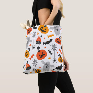 Halloween-symboler mönster på vitt tygkasse