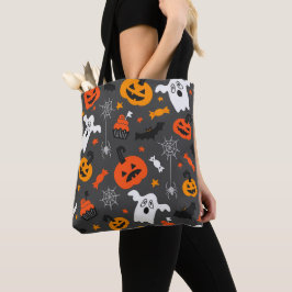 Halloween-symboler mönster tygkasse