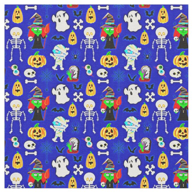 Halloween-symboler på Blue Tyg (Närbild)