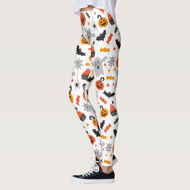 Halloween-symboler sömlös mönster leggings (Vänster)