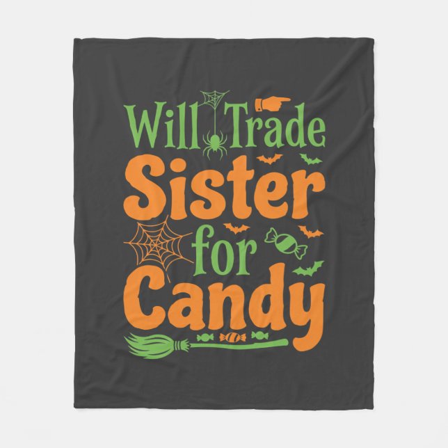 Halloween syster godis handel design_1 fleecefilt (Framsidan)