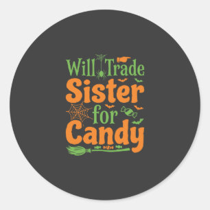 Halloween Syster Godis Handel Design_1 Runt Klistermärke