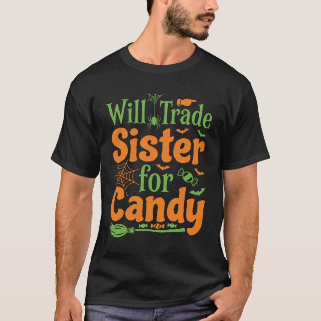 Halloween syster godis handel design_1 t shirt (Framsida)
