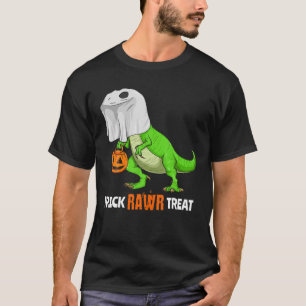 Halloween T Rex Dinosaur Ghost Trick RAWR Treat Fu Shirt