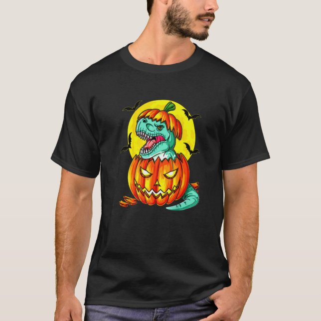 Halloween T Rex Dinosaur Halloween Pumpkin Gift Bo Shirt (Framsida)