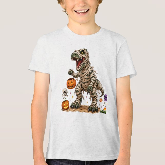 Halloween T Rex Mummy Barn Shirt (Framsida)