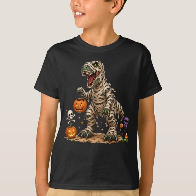 Halloween T Rex Mummy Barn Shirt (Framsida)