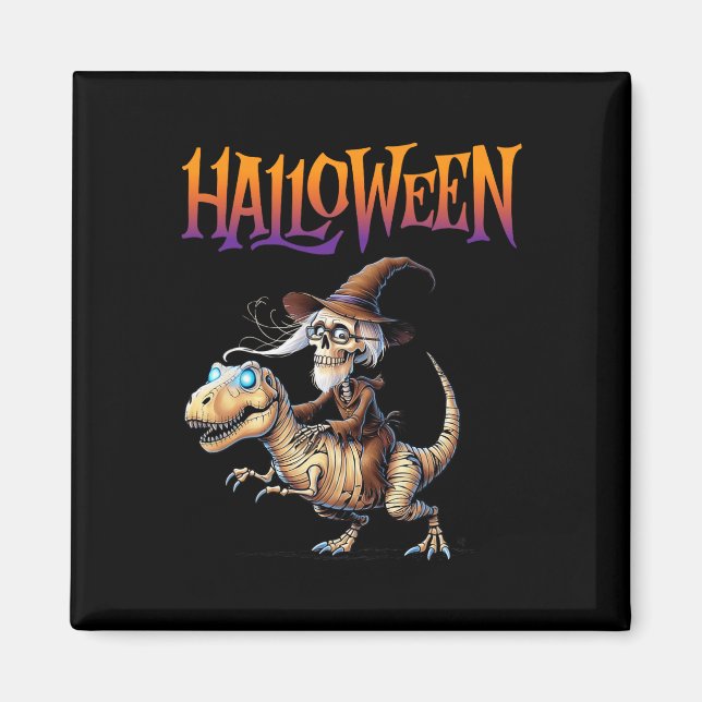 Halloween T-rex Skeleton Ride Magnet (Framsidan)