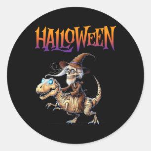 Halloween T-rex Skeleton Ride Runt Klistermärke