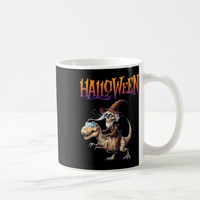 Halloween T-Rex Skelett Åktur  Kaffemugg (Höger)