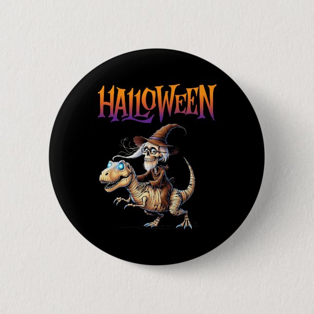 Halloween T-Rex Skelett Åktur  Knapp (Framsida)