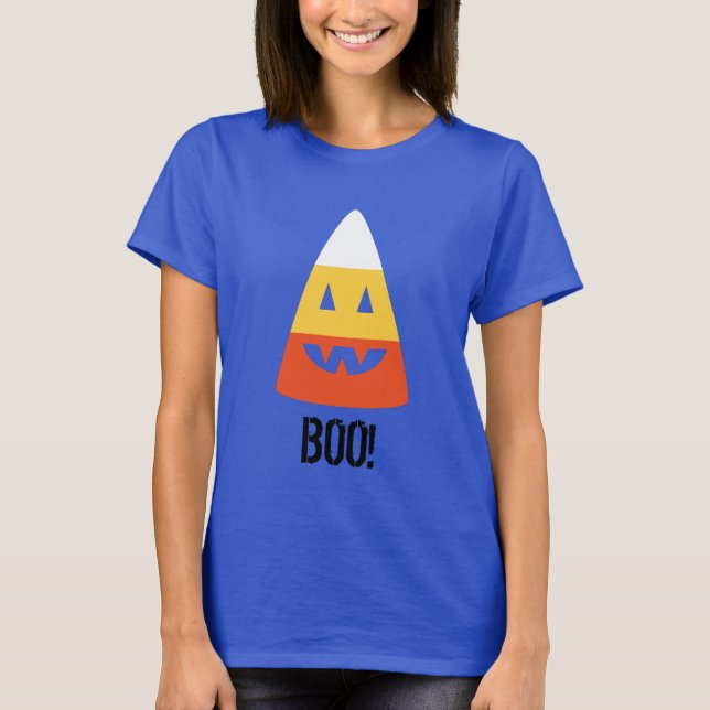 Halloween T Shirt BOO! Candy corn T Shirt (Framsida)