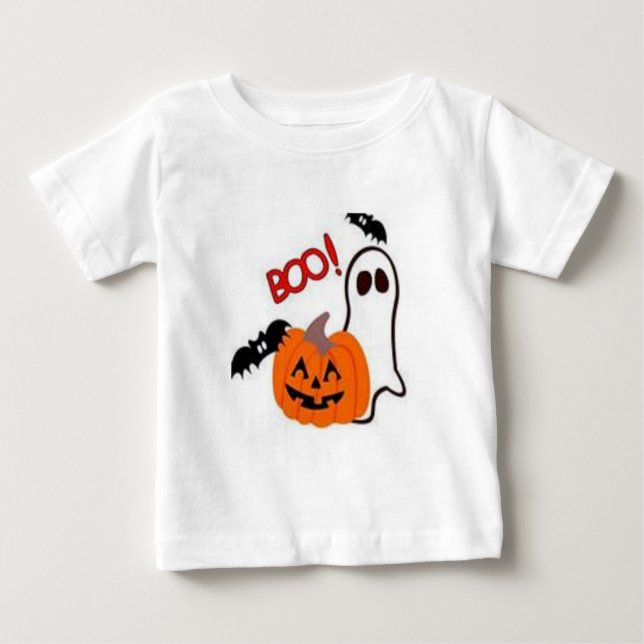 HALLOWEEN T SHIRT BOO KIDS TOP BLACK AND WHITE (Framsida)