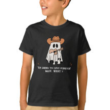 Halloween T-shirt för barn – Cowboy-spöke med gita