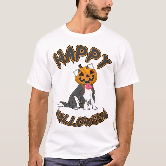 Halloween T-shirt för hundGlad Halloween T-shirt f (Framsida)