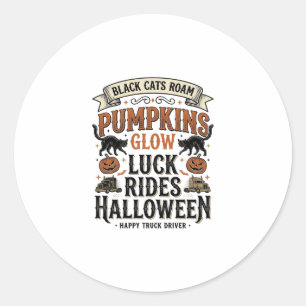 Halloween T-Shirt för Lastbilschaufförer med Svart Runt Klistermärke