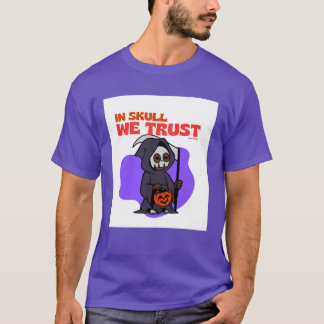 Halloween T-Shirt för män 'In Skull We Trust'
