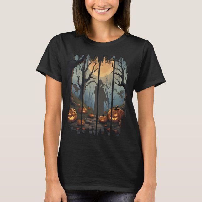 Halloween T-Shirt - Grim Reaper Scene (Framsida)