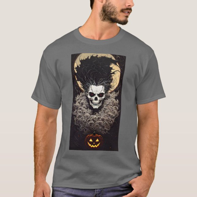 Halloween T-Shirt med Dödskalle (Framsida)
