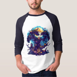 Halloween T-Shirt med Hemsökt Pumpa Träd
