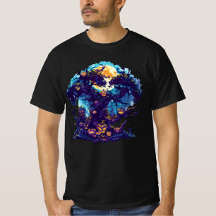 Halloween T-Shirt med Hemsökt Pumpa Träd
