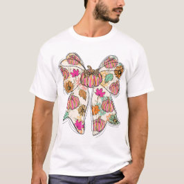Halloween T-Shirt med höstpumpabåge och blommor