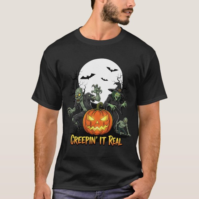 Halloween T-shirt med rolig skrämmande natt (Framsida)