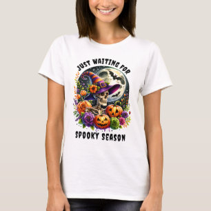 Halloween T-Shirt med skelett och blommor