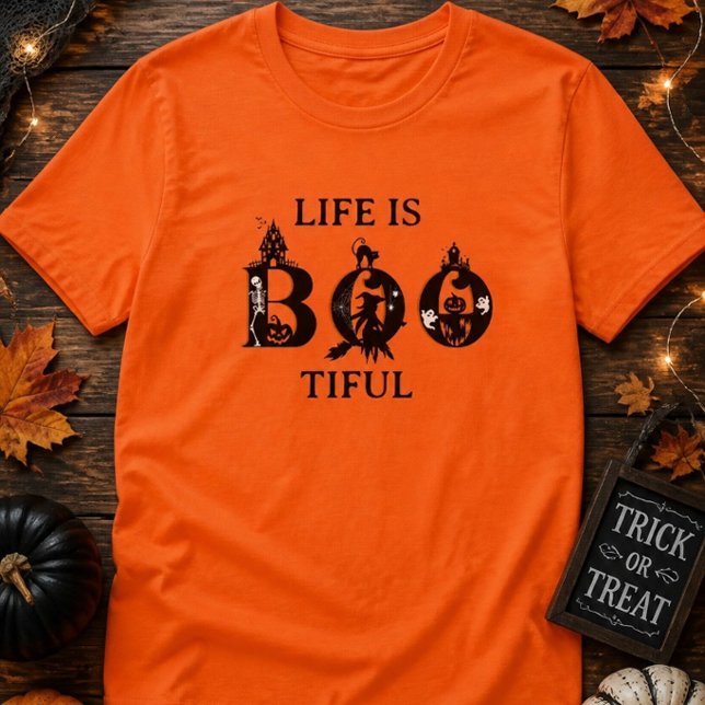 Halloween T-shirt med slogan 'Livet är BOOtiful' (Skapare uppladdad)