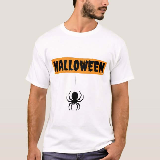 Halloween t-shirt med spindeldesign (Framsida)