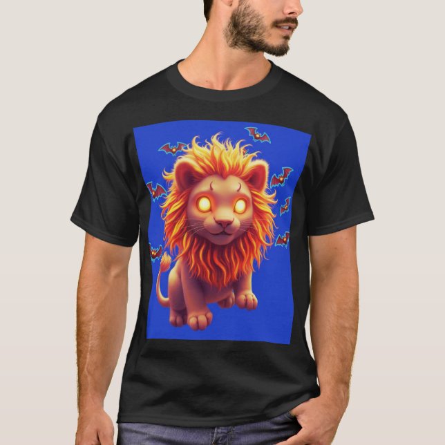 Halloween T-Shirt med spökande lejon för dem som ä (Framsida)