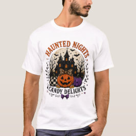 Halloween T-Shirt med spökliknande nätter och godi