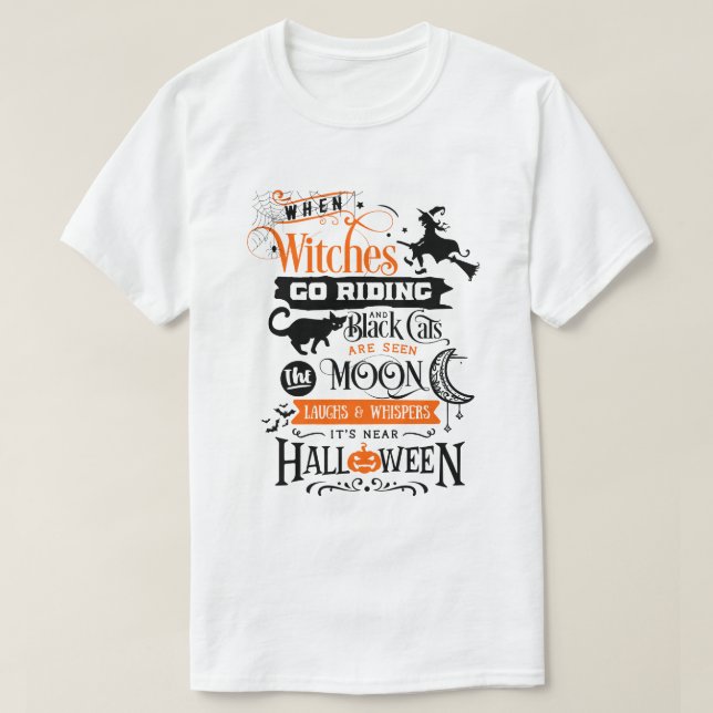 Halloween t-shirt, Witch Broom Halloween t-t-shirt T Shirt (Design framsida)
