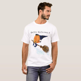Halloween T-Shirt Witch Pumpkin Flies Broom Funny