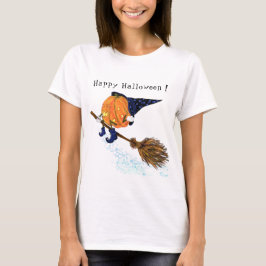 Halloween T-Shirt Witch Pumpkin som flyger med Bro