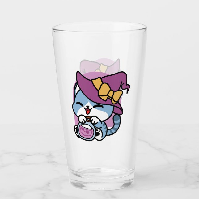 Halloween Tabby Cat – Witch Hat & Potion Art Glaskopp (Framsida)