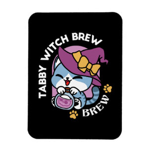 Halloween Tabby Katt – Häxhatt & Trolldrycks Konst Magnet