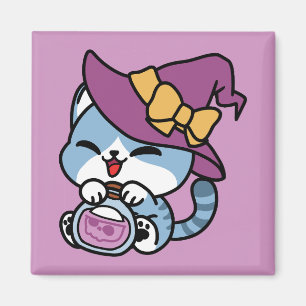 Halloween Tabby Katt – Häxhatt & Trolldrycks Konst Magnet
