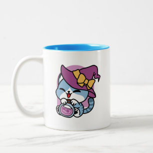 Halloween Tabby Katt – Häxhatt & Trolldrycks Konst Två-Tonad Mugg