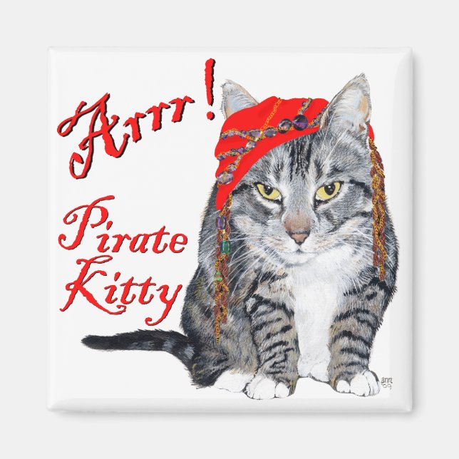 Halloween Tabby Katt Magnet (Framsidan)
