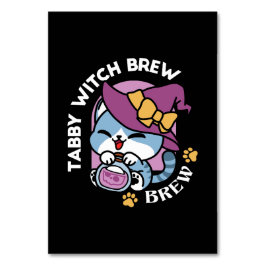 Halloween Tabby katt - Witch Hat & Potion Art Bordsnummer