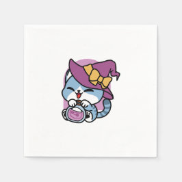 Halloween Tabby katt - Witch Hat & Potion Art Pappersservett