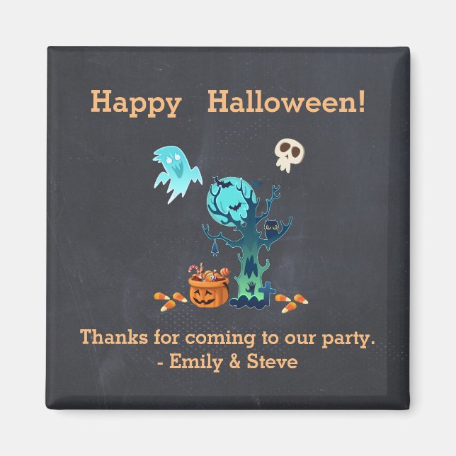 Halloween Tack för Spöken Fladdermöss Döskallar oc Magnet (Framsidan)