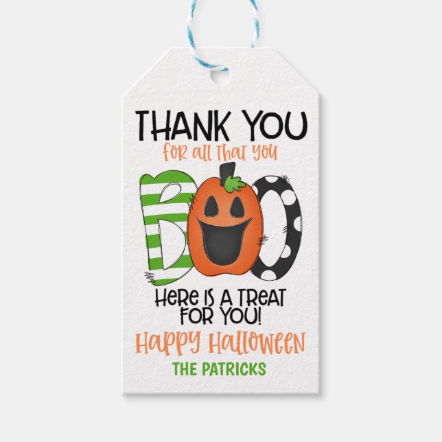 Halloween Tack Gift Märkre Presentetikett (Framsidan)