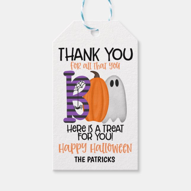 Halloween Tack Gift Märkre Presentetikett (Framsidan)