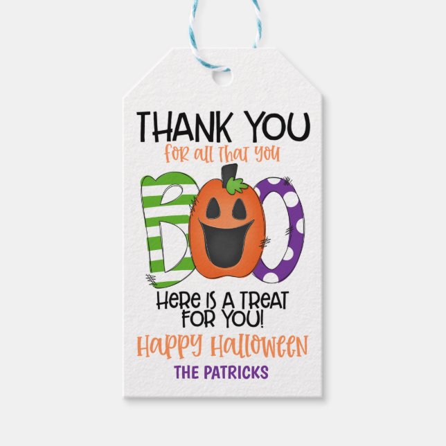 Halloween Tack Gift Märkre Presentetikett (Framsidan)