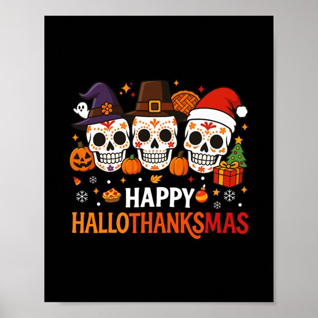 Halloween Tackgivningsdag Jul Glad Hallothanks Poster (Framsidan)