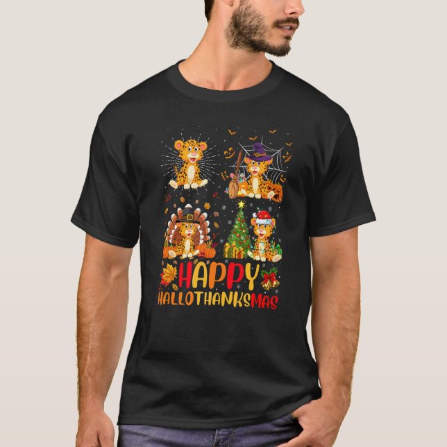 Halloween Tackgivningsdag Jul Jaguar Hallothank T Shirt (Framsida)
