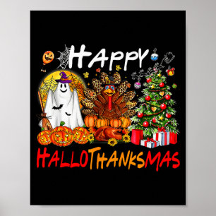 Halloween Tackgivningsdag Jul Kalkon Glad Hall Poster