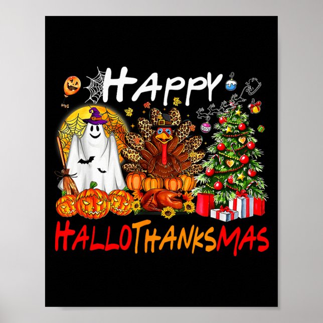 Halloween Tackgivningsdag Jul Kalkon Glad Hall Poster (Framsidan)